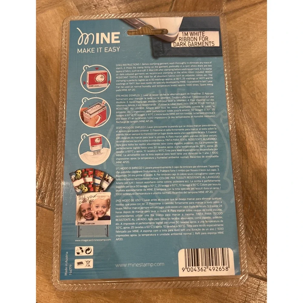 Mine Stamp DIY Textile Marker Kit Personalized Name Label Clothing School NIB